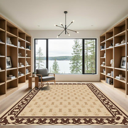 Cream Beige Ornamental Medallion Rug