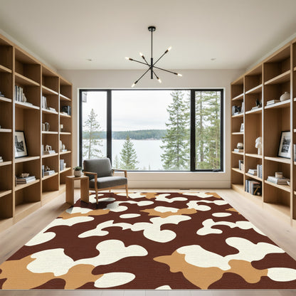 Brown Cream Camouflage Patchwork Rug