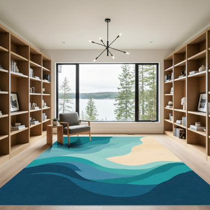 Abstract Ocean Wave Ripples Rug