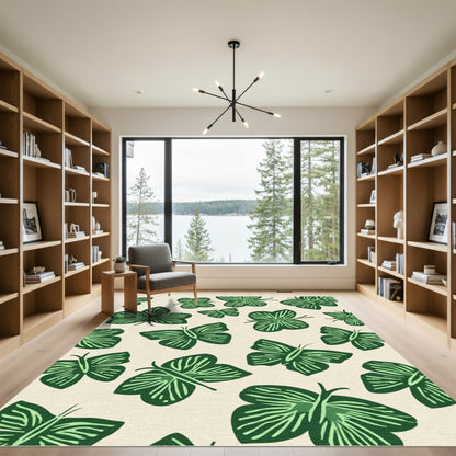 Green Forest Butterfly Garden Rug