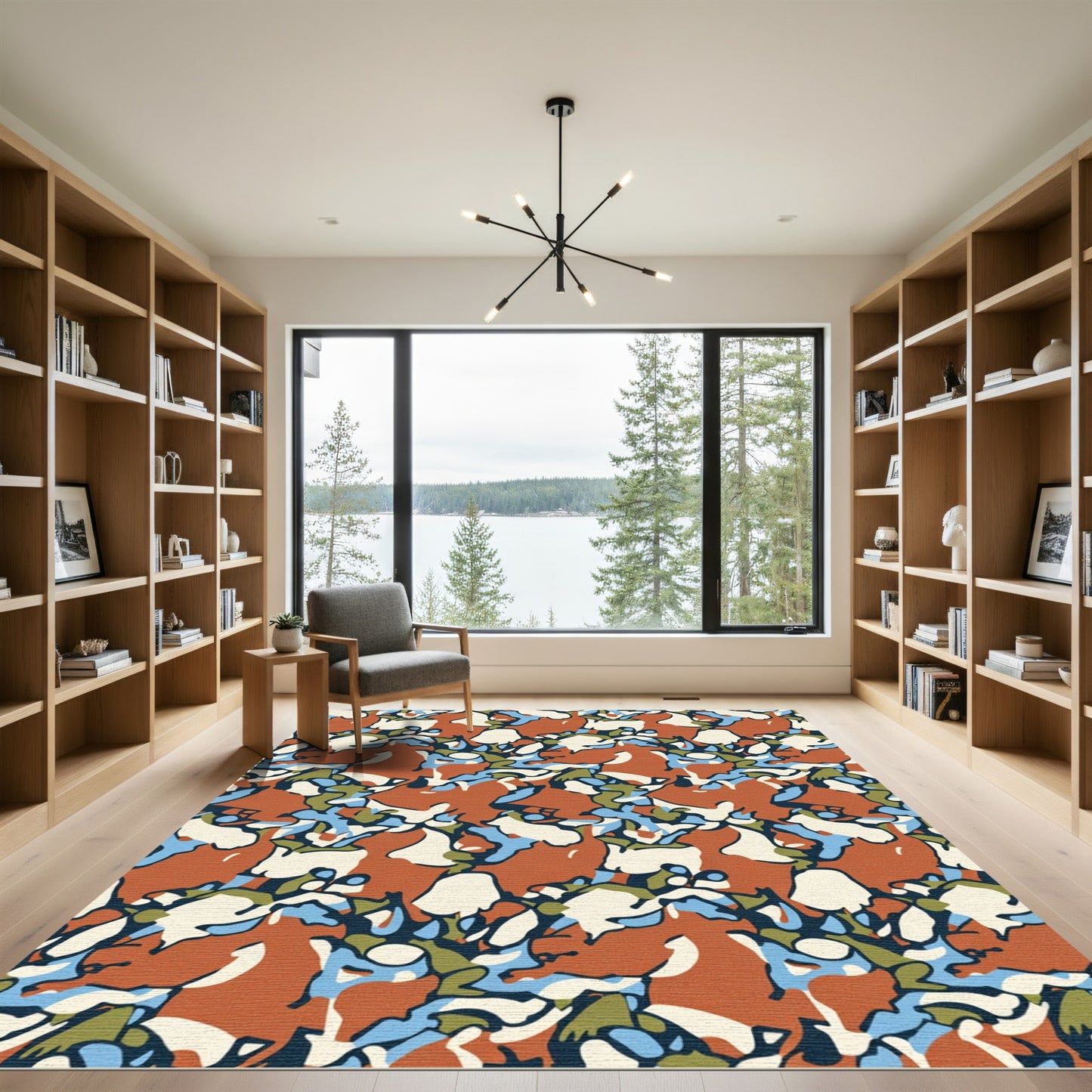 Urban Camouflage Ochre Abstract Shapes Rug