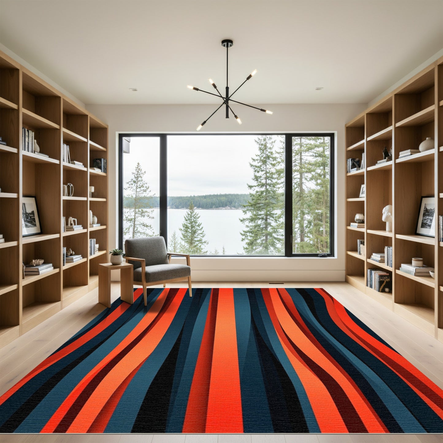 Bold Orange And Blue Stripe Rug