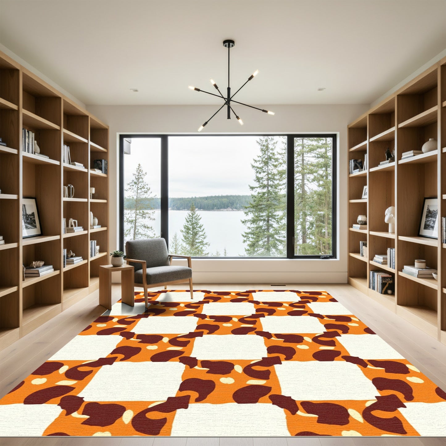 Groovy Orange Brown Checkerboard Spots Rug