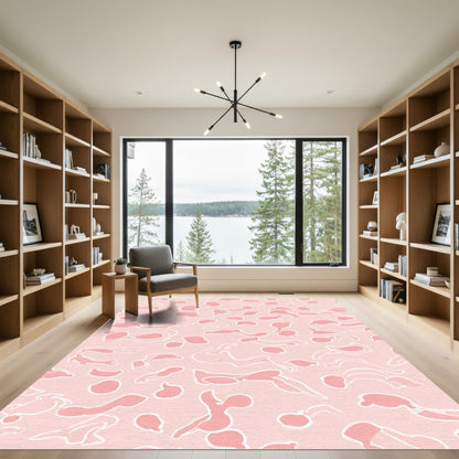 Soft Pink Abstract Amoeba Forms Rug