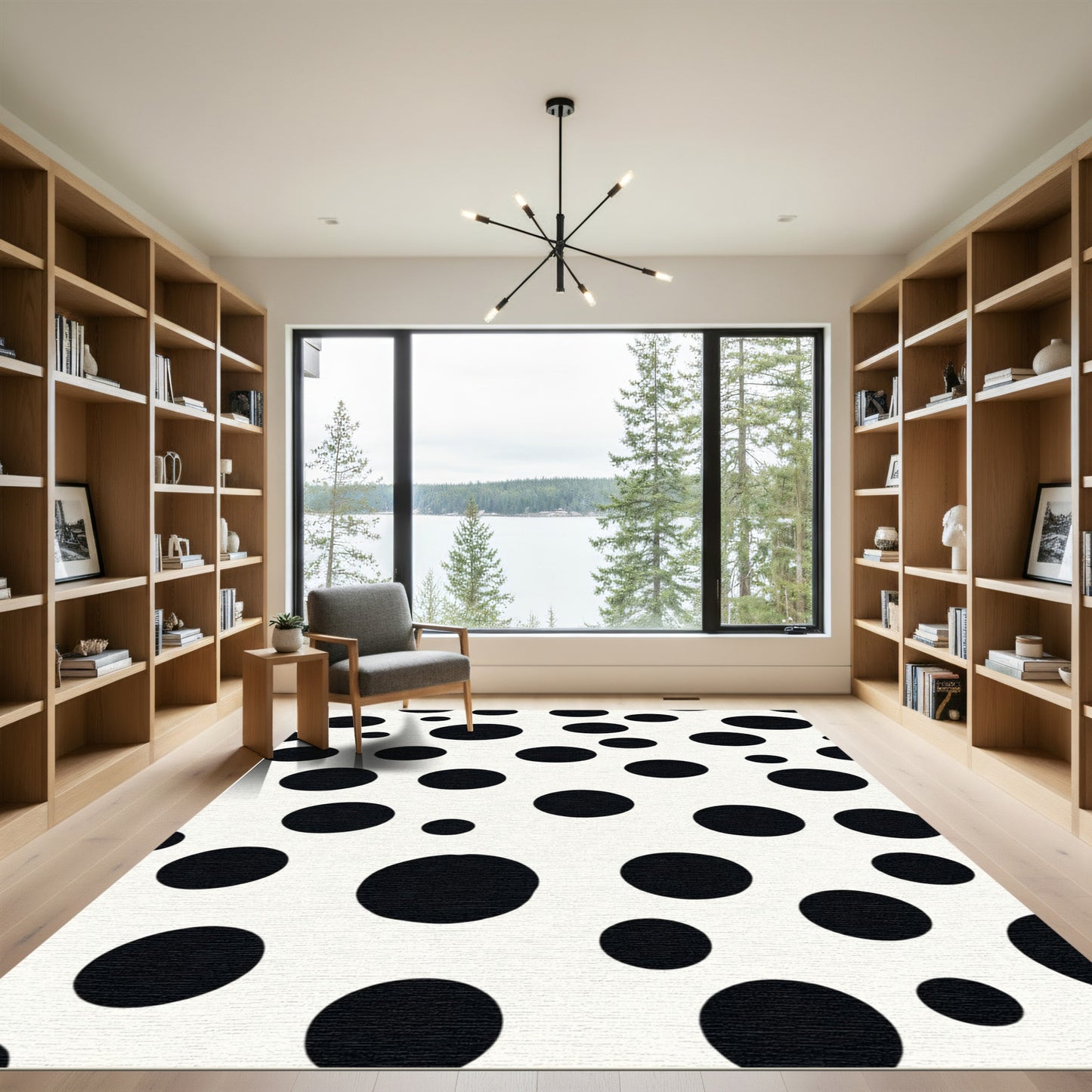 Classic Black White Polka Dot Rug