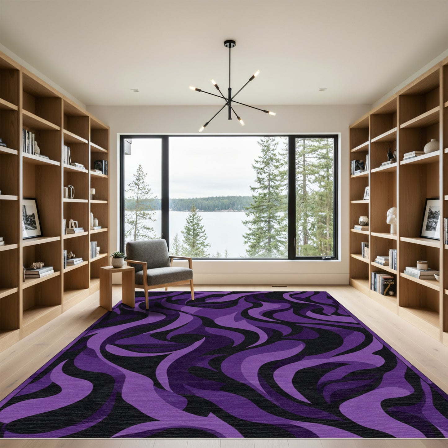 Dark Purple Flow Abstract Swirl Rug