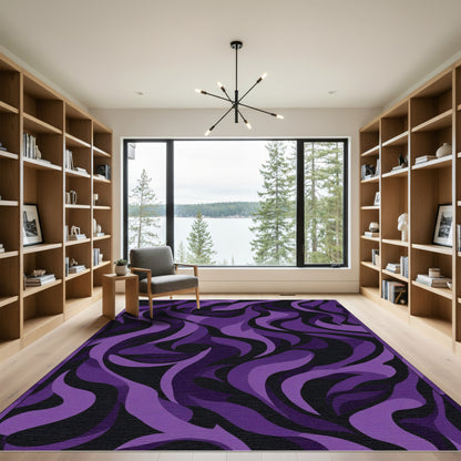 Dark Purple Flow Abstract Swirl Rug