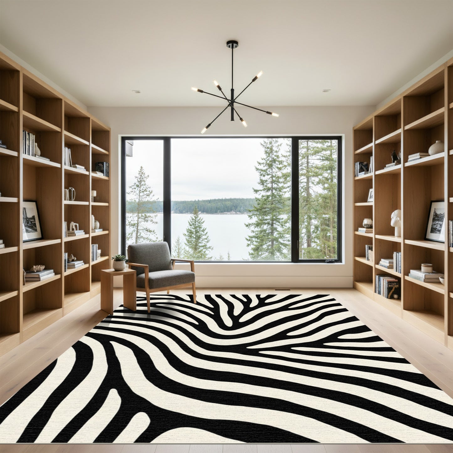 Wild Animal Print Cream Black Rug