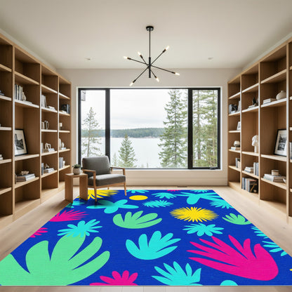 Vibrant Abstract Tropical Flower Medley Rug