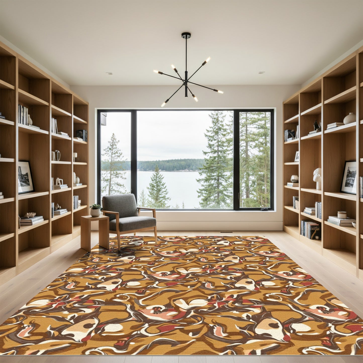 Earthy Tones Whimsical Animal Collage Rug