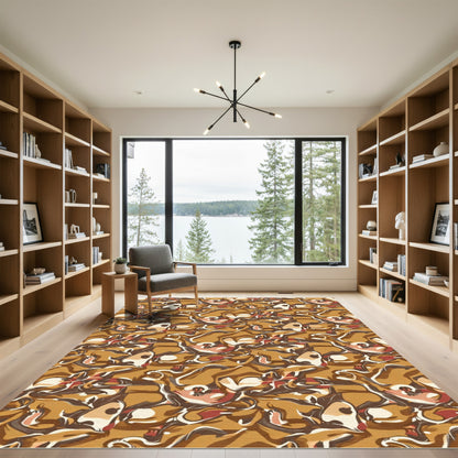 Earthy Tones Whimsical Animal Collage Rug