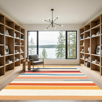 Warm Earthy Tone Abstract Stripe Rug