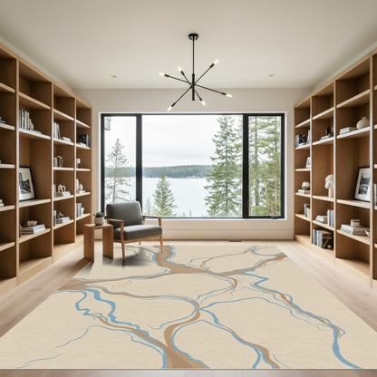 Cream River Vein Abstraction Rug