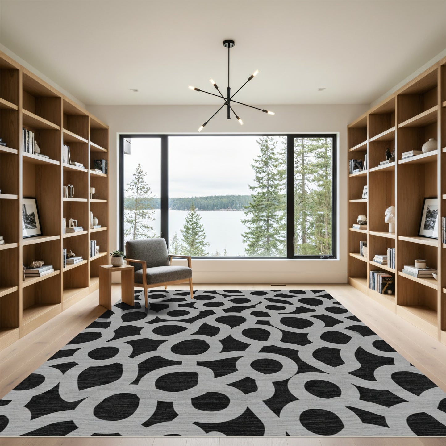 Light Gray Abstract Circles Organic Texture Rug