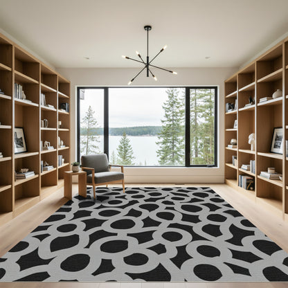 Light Gray Abstract Circles Organic Texture Rug