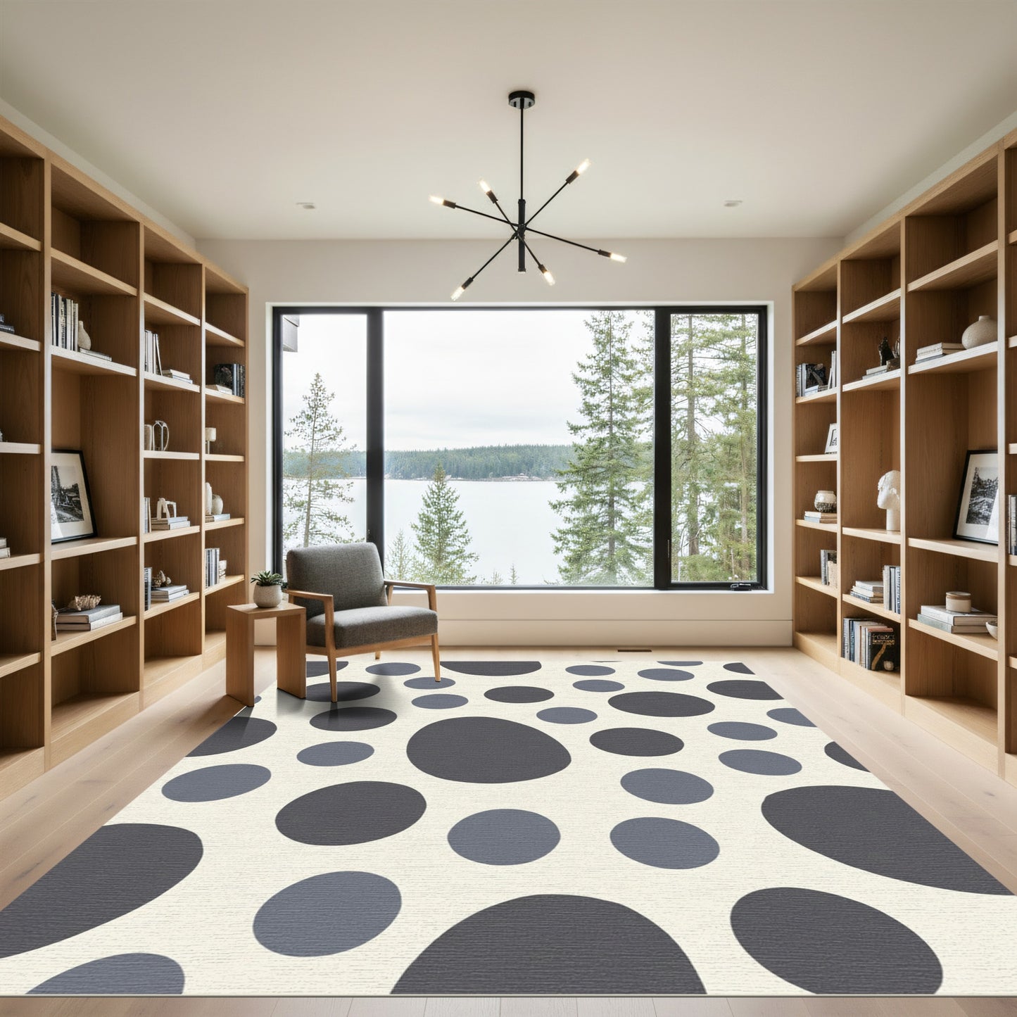 Modern Gray Polka Dot Circles Rug