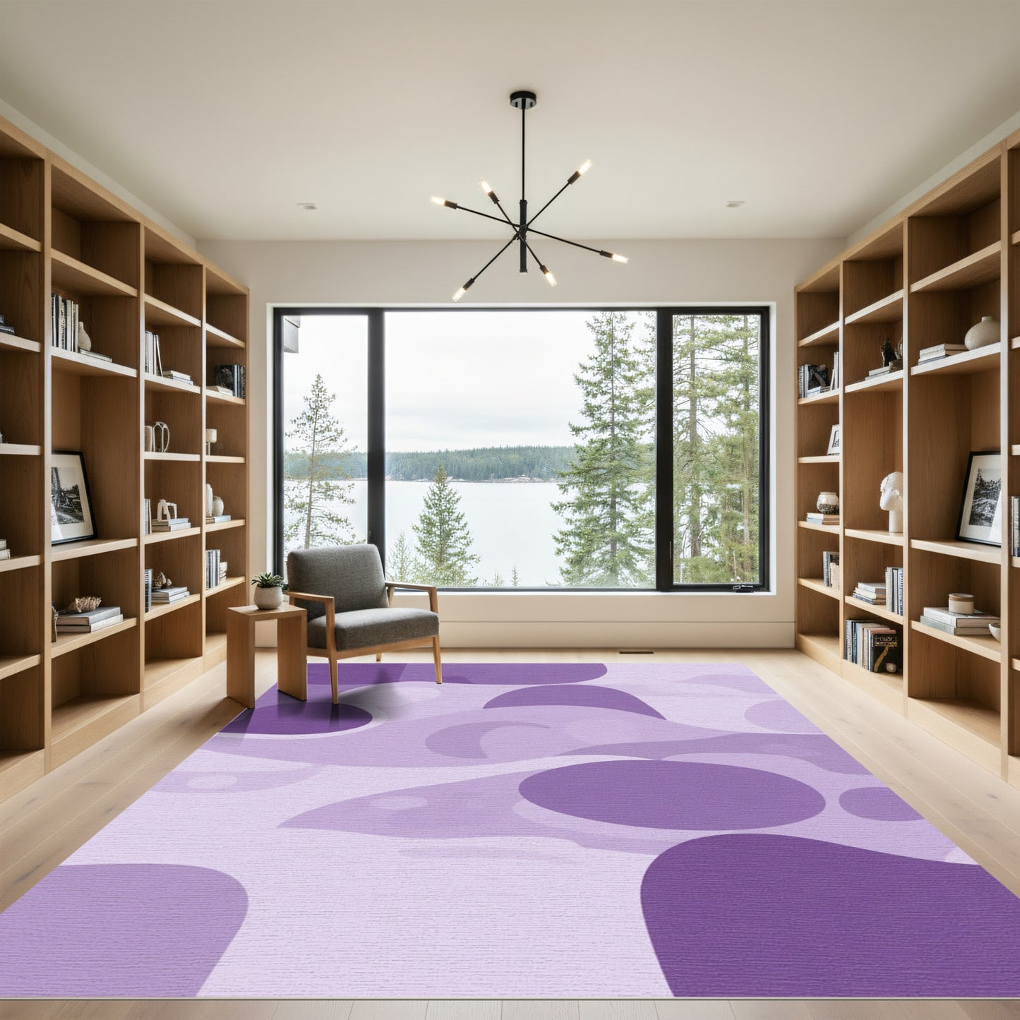 Purple Lilac Abstract Organic Shapes Rug