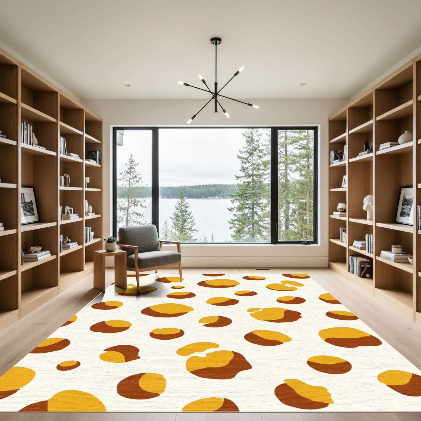 Orange Brown Polka Dot Accent Rug