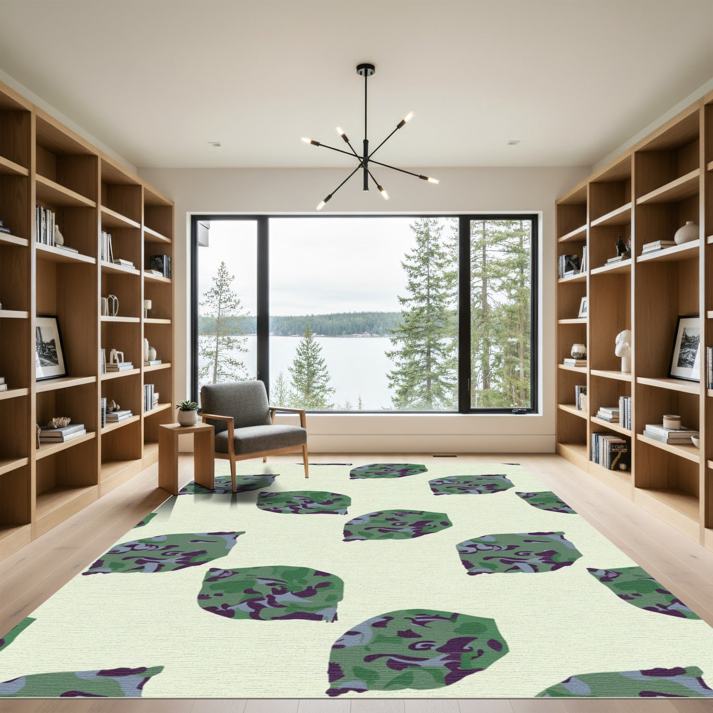 Green Camo Leaf Scatter Rug