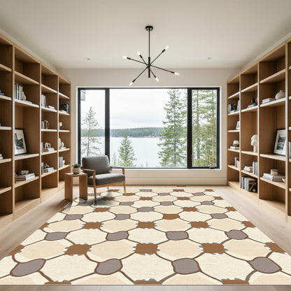 Neutral Beige Woven Diamond Net Rug