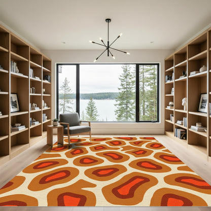 Retro Terra Cotta Organic Shapes Rug