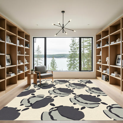 Abstract Slate Rose Arrangement Rug
