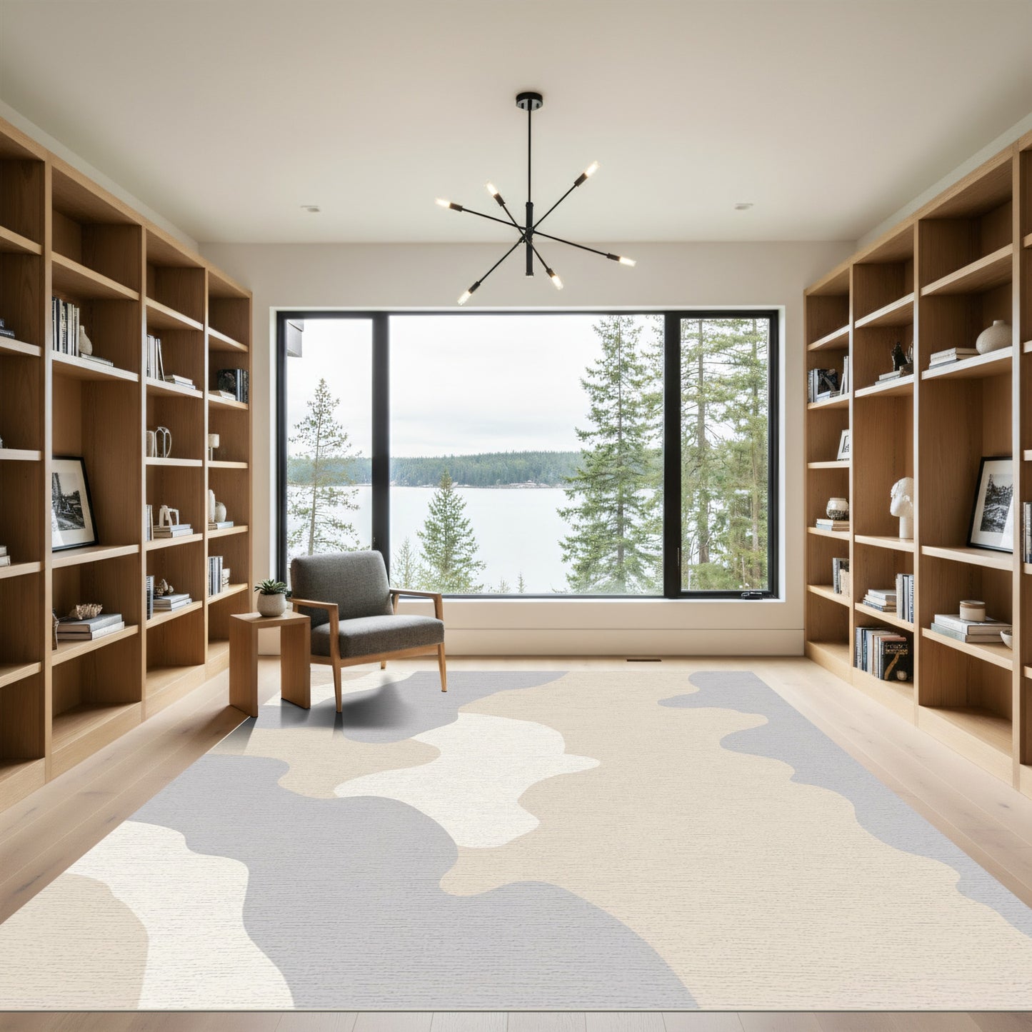 Soft Camouflage Blocks Neutral Tones Rug
