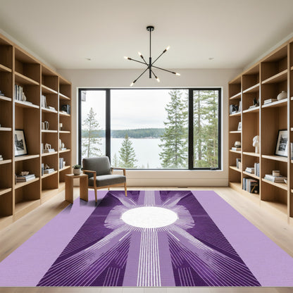 Radiant Purple Sunburst Medallion Rug