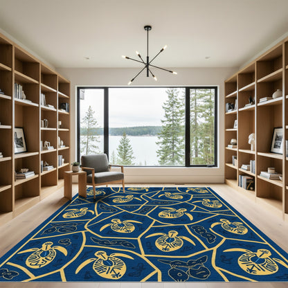 Golden Turtle Blue Geometric Collage Rug