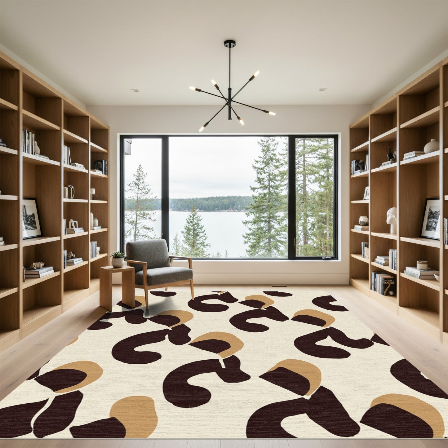 Earthy Brown Abstract Leopard Spots Rug