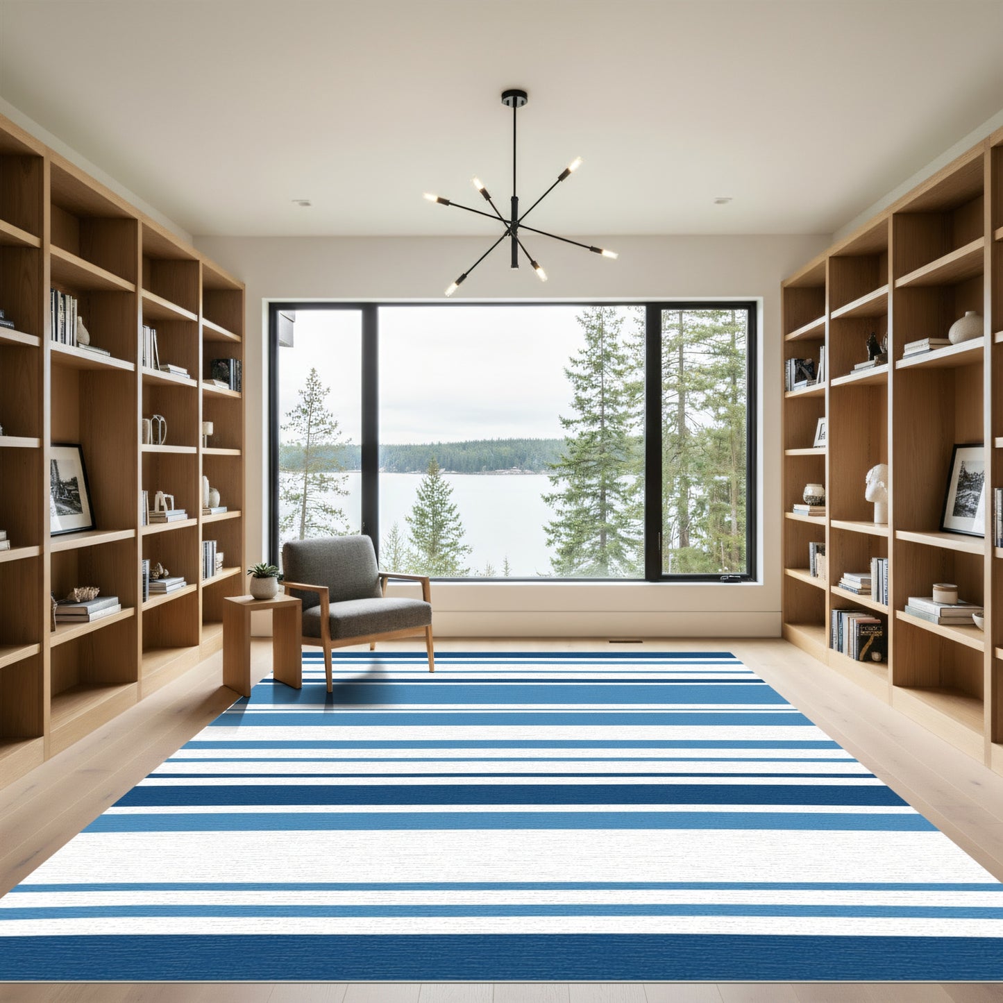 Classic Blue Stripe Wide Band Rug