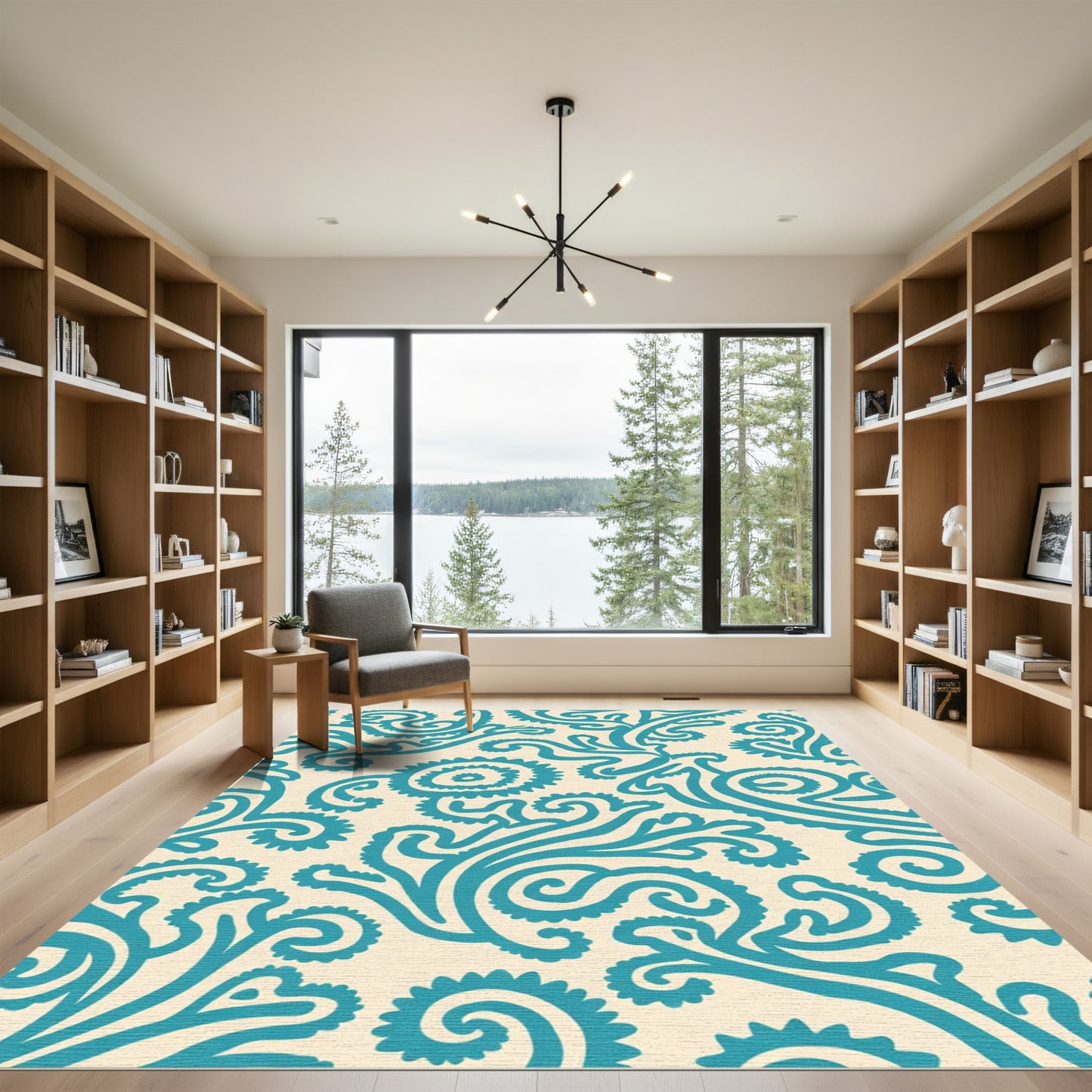 Aqua Swirl Paisley Garden Rug