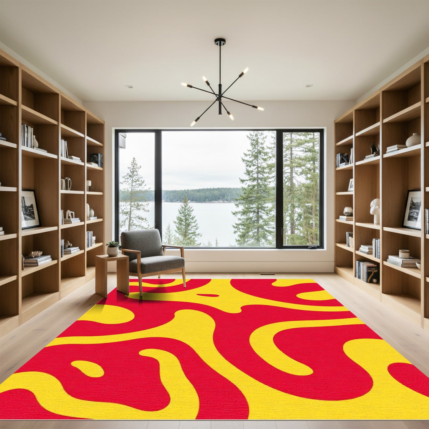 Bold Red Yellow Swirl Ribbons Rug