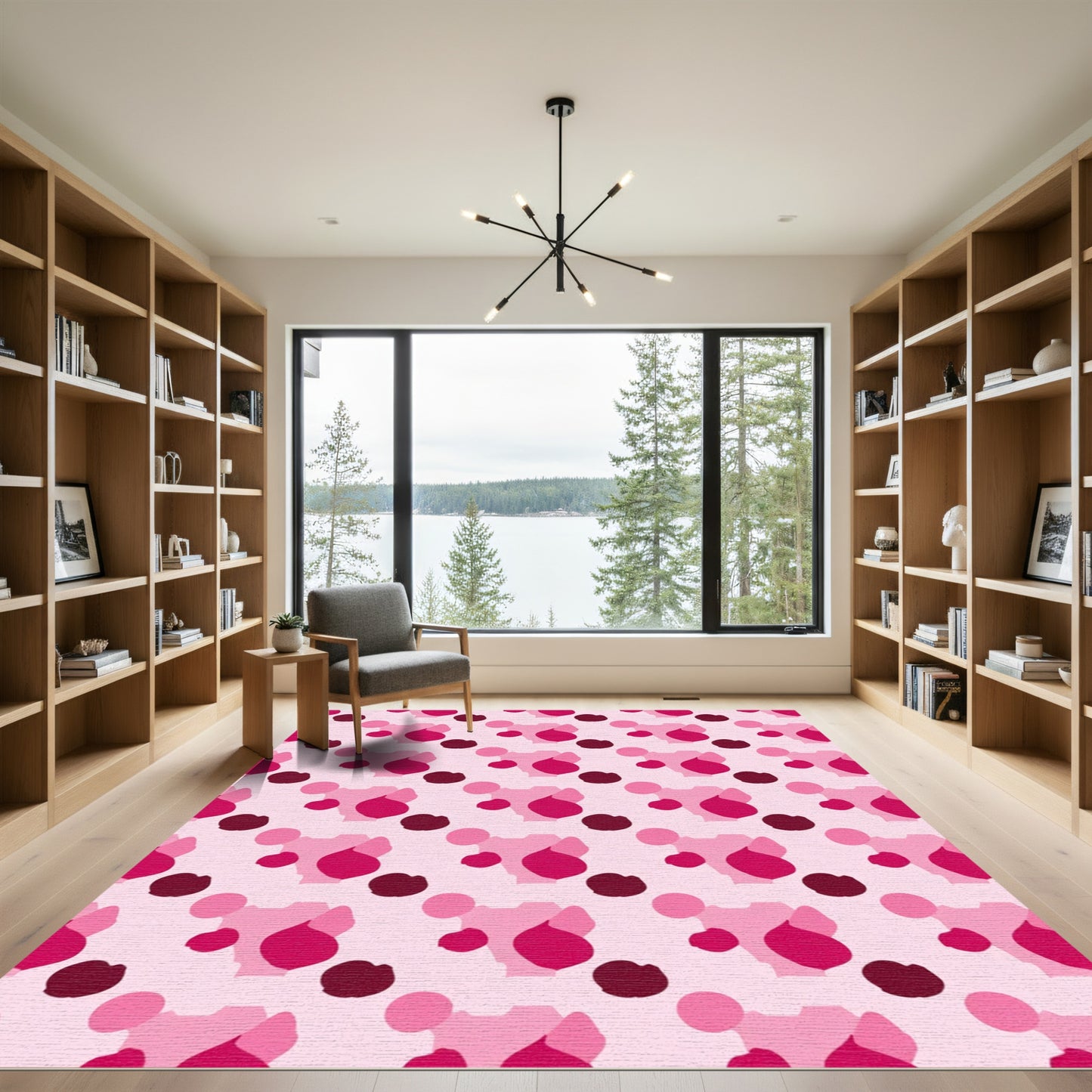 Pink Abstract Organic Shapes Rug