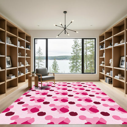 Pink Abstract Organic Shapes Rug