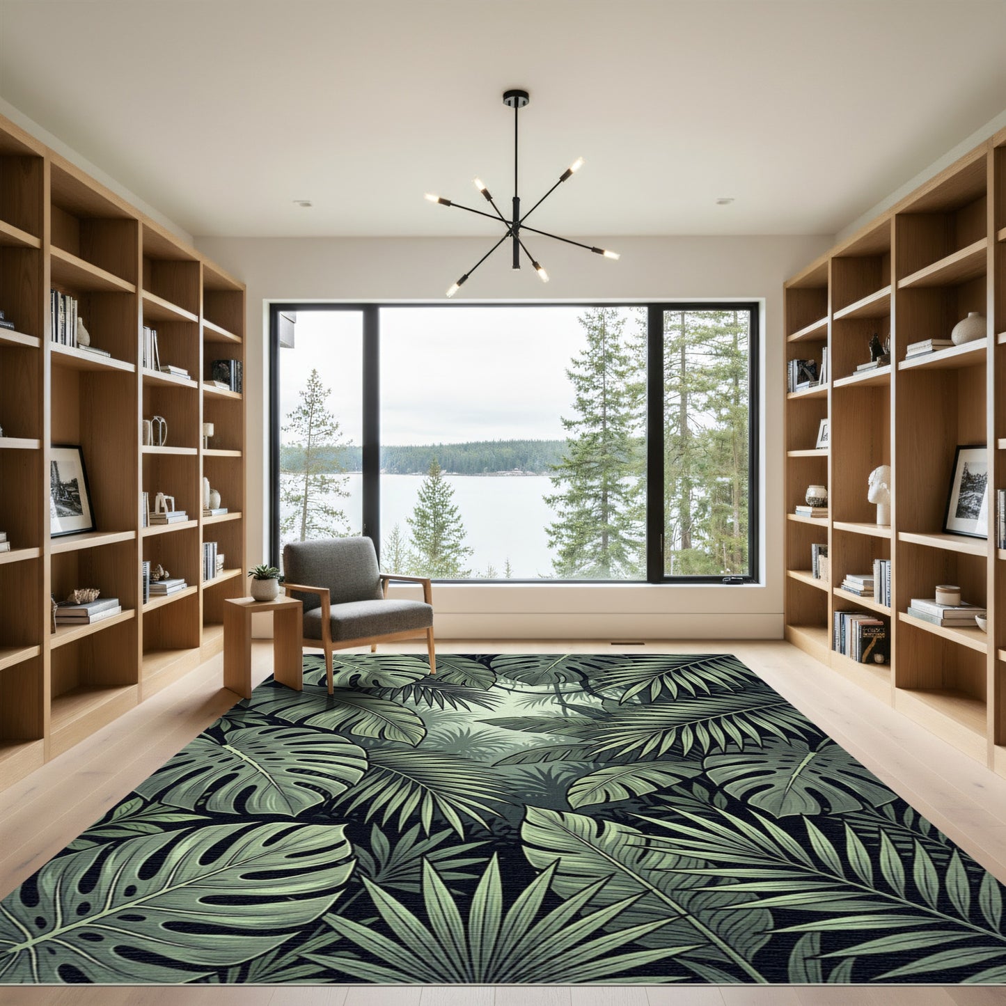 Lush Green Tropical Leafy Forest Rug
