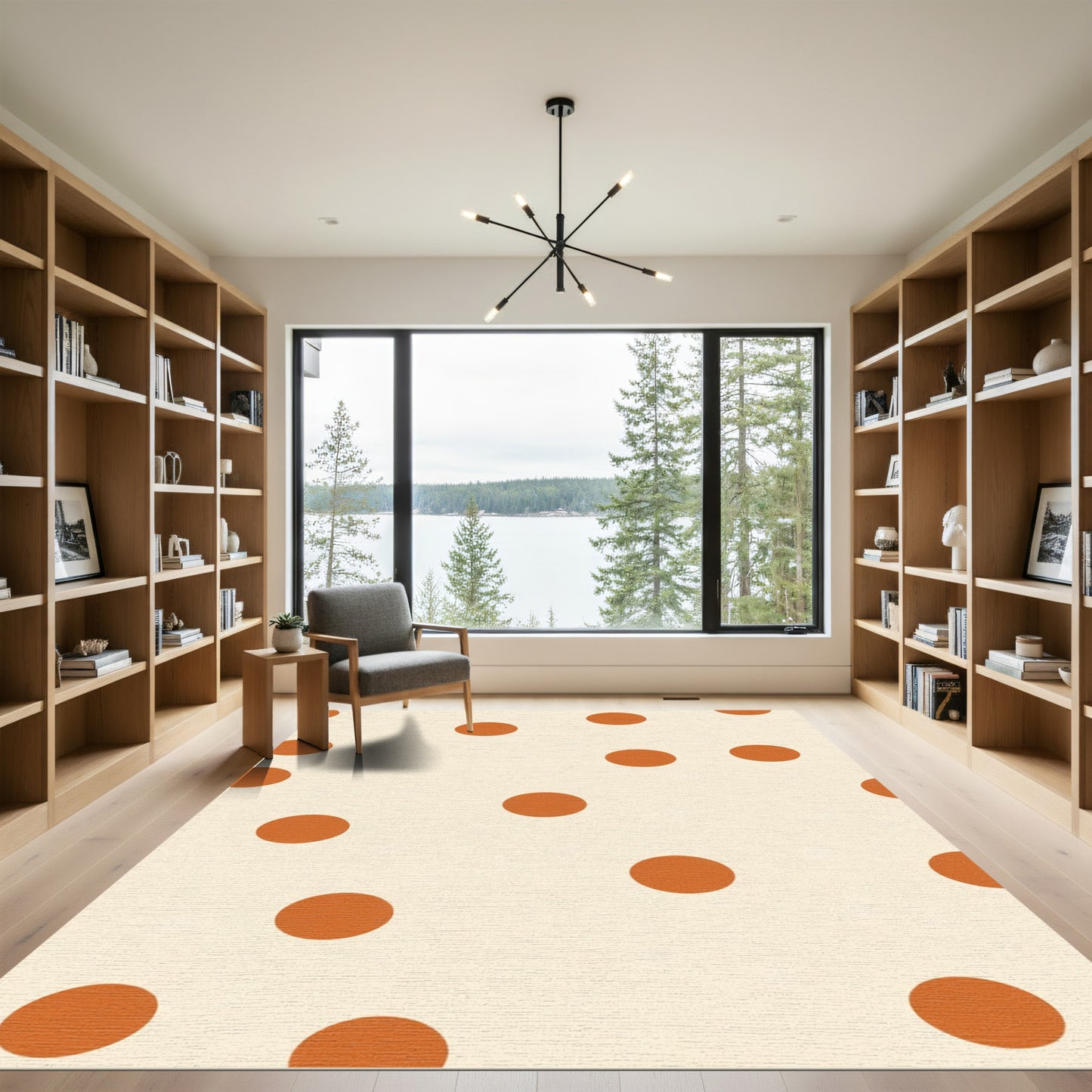 Cream Orange Polka Dot Rug
