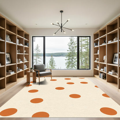 Cream Orange Polka Dot Rug