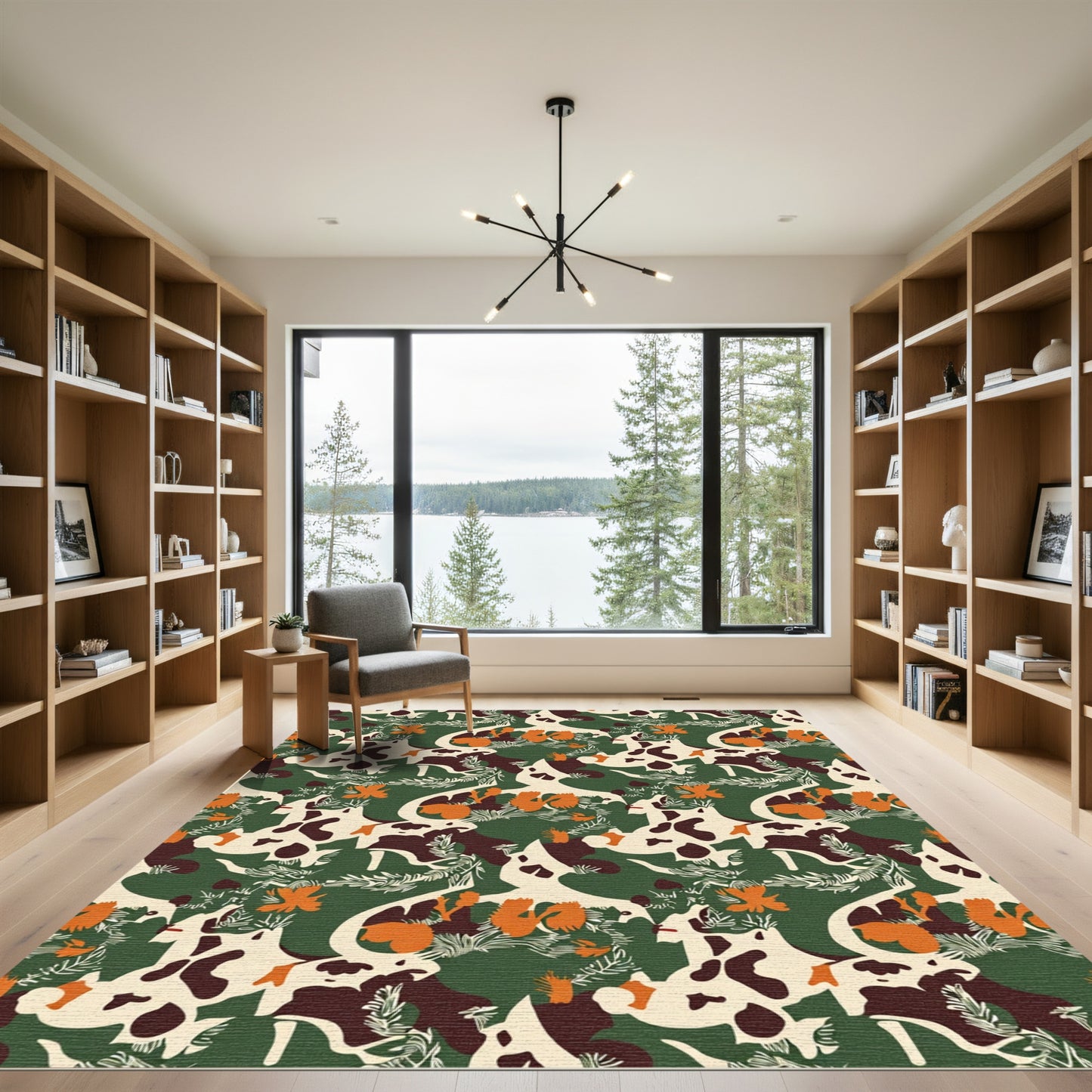 Whimsical Camouflage Animal Floral Meadow Rug