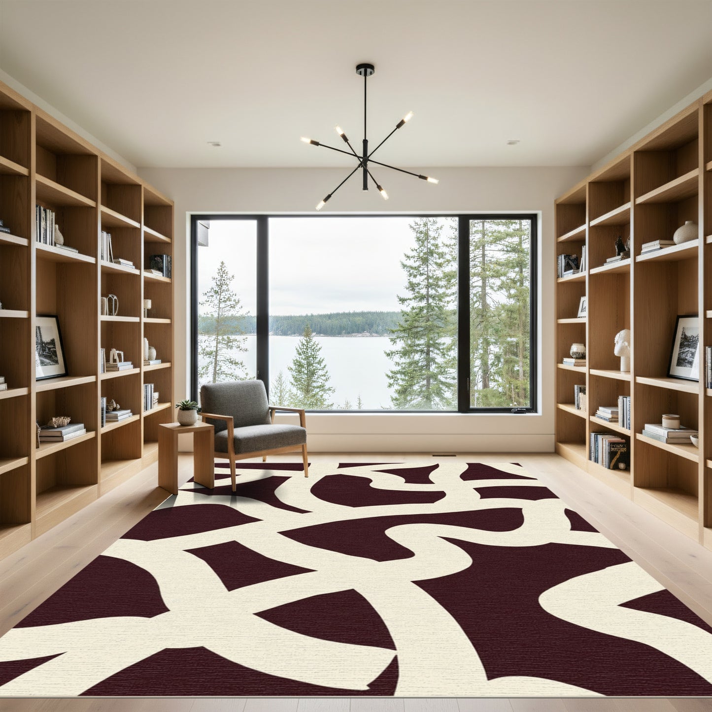 Crimson White Organic Flow Rug