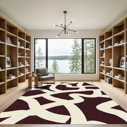 Crimson White Organic Flow Rug