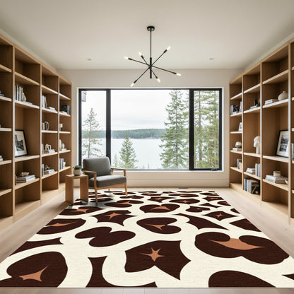 Cream Brown Abstract Spots Rug
