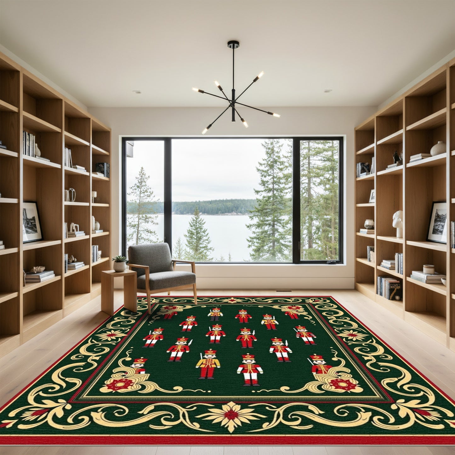 Grand Red Soldier Ornate Border Rug
