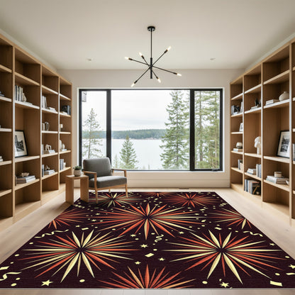 Celebratory Orange Starburst Shower Rug