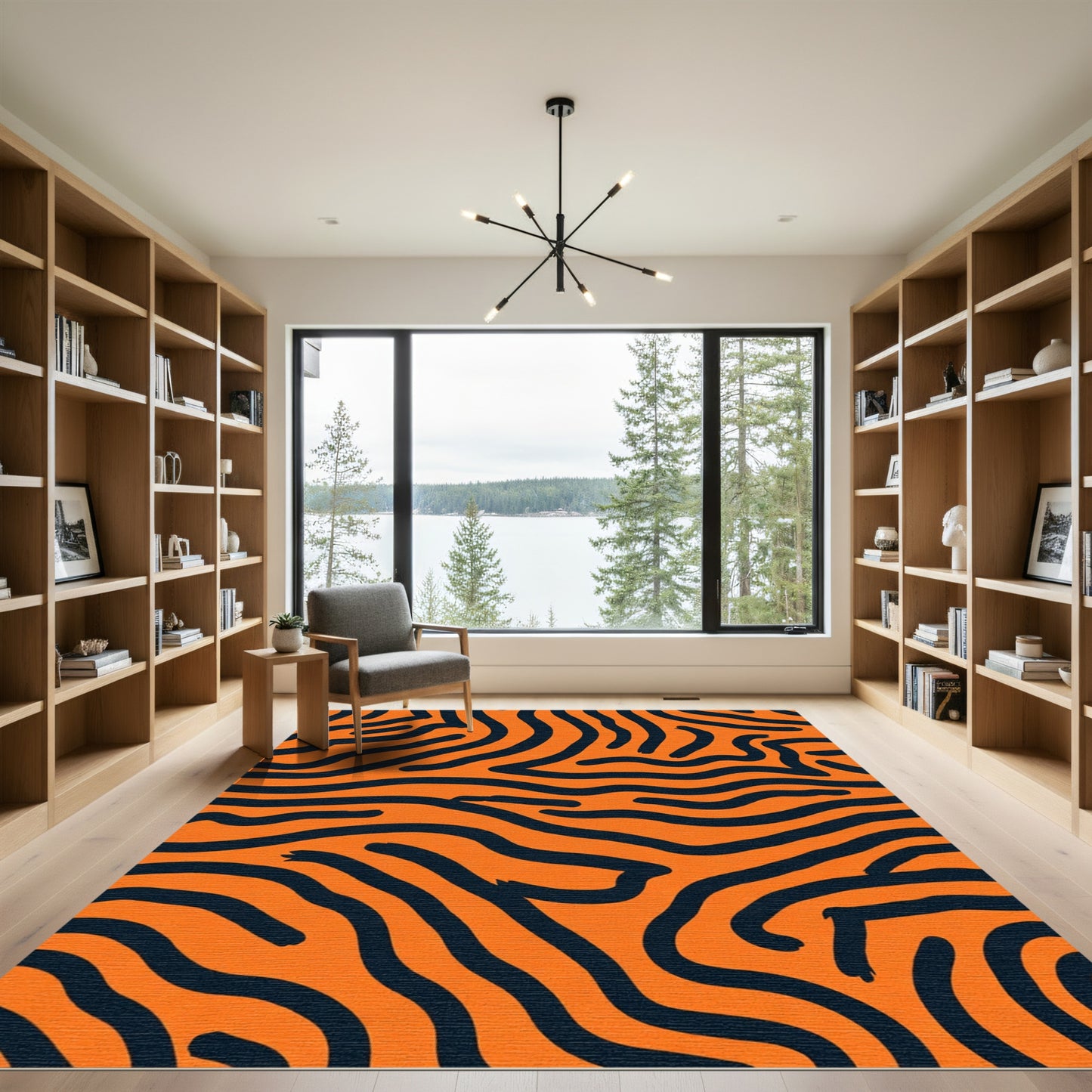 Bold Orange Black Zebra Stripes Rug