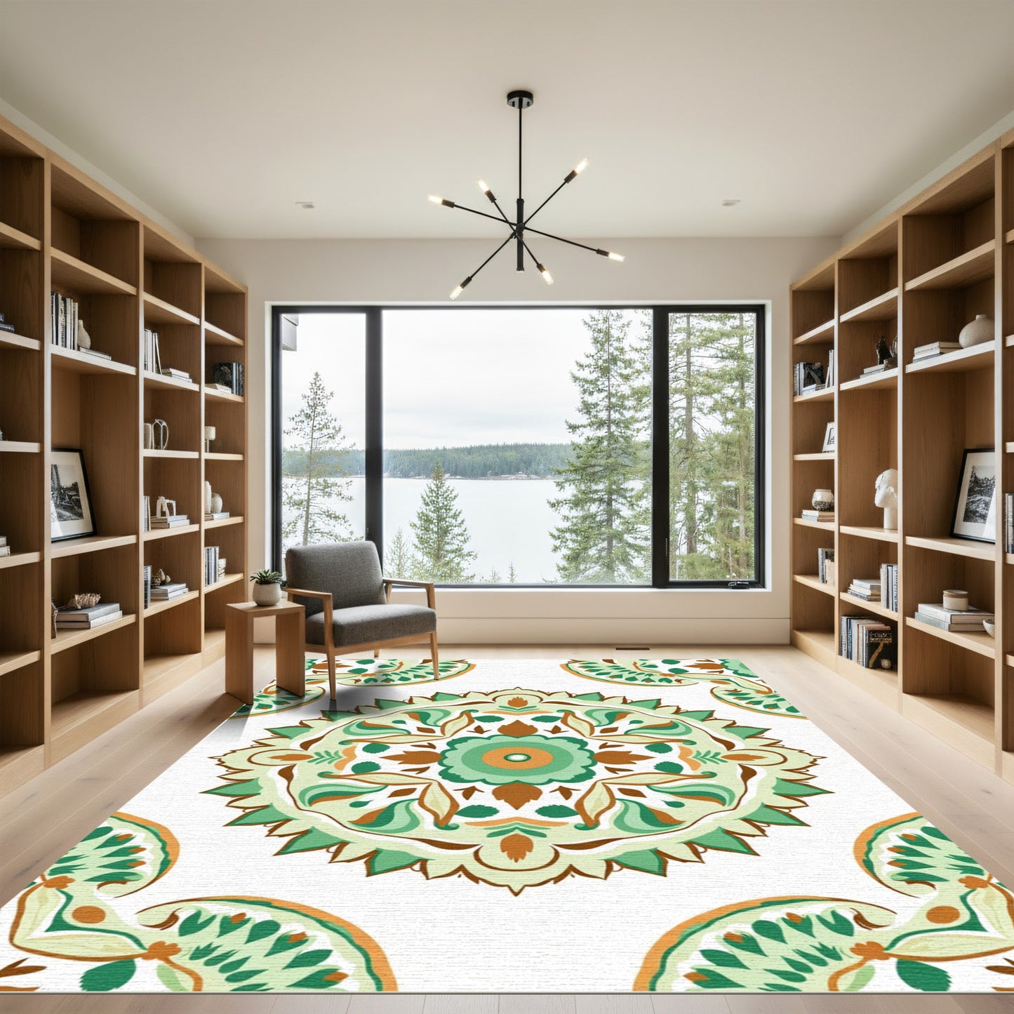 Mint Green Floral Medallion Harmony Rug