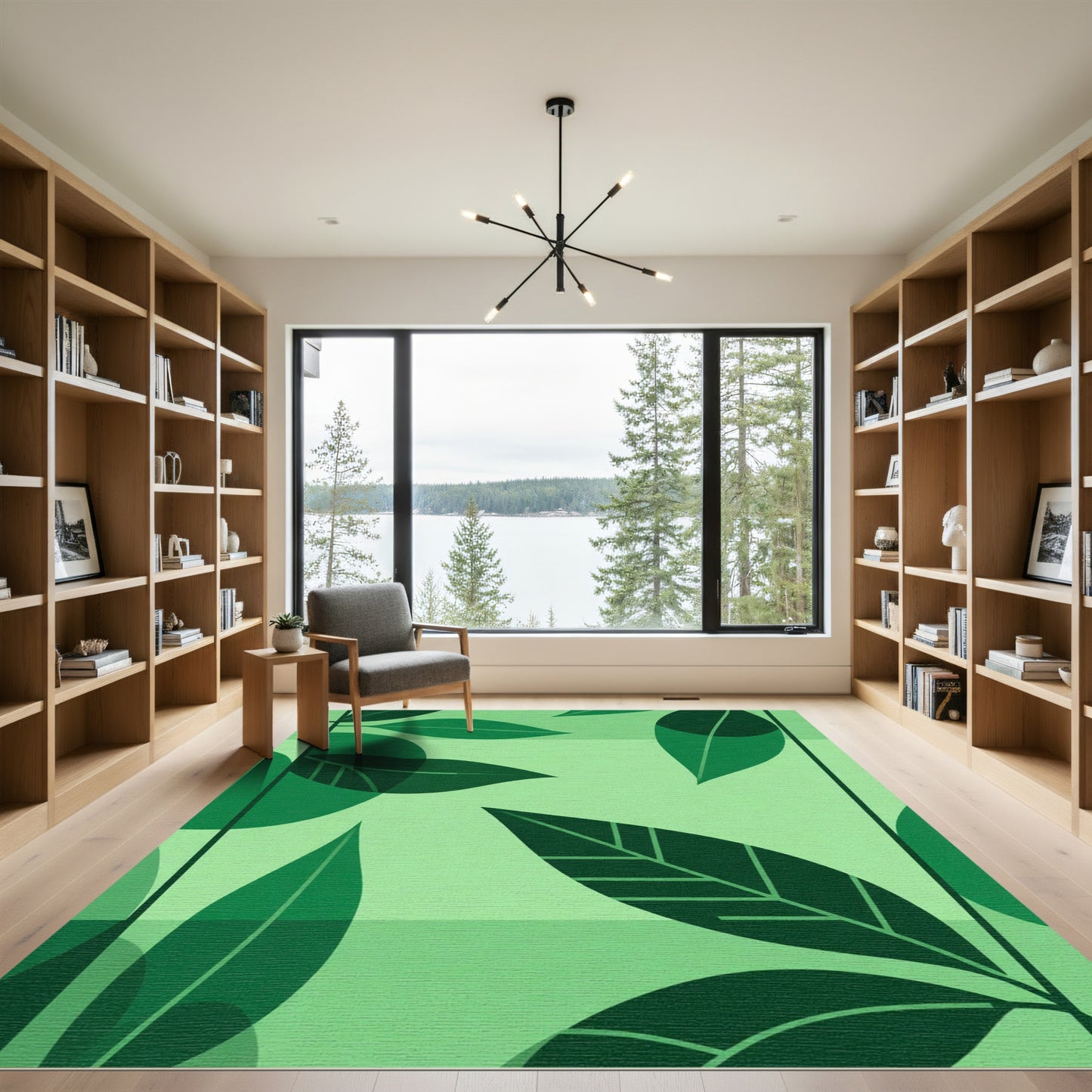 Deep Green Leafy Grove Harmony Rug