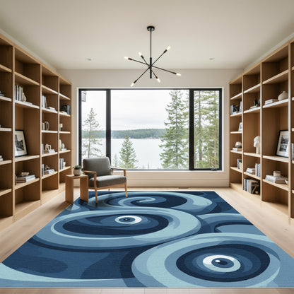 Deep Blue Swirl Eye Rug