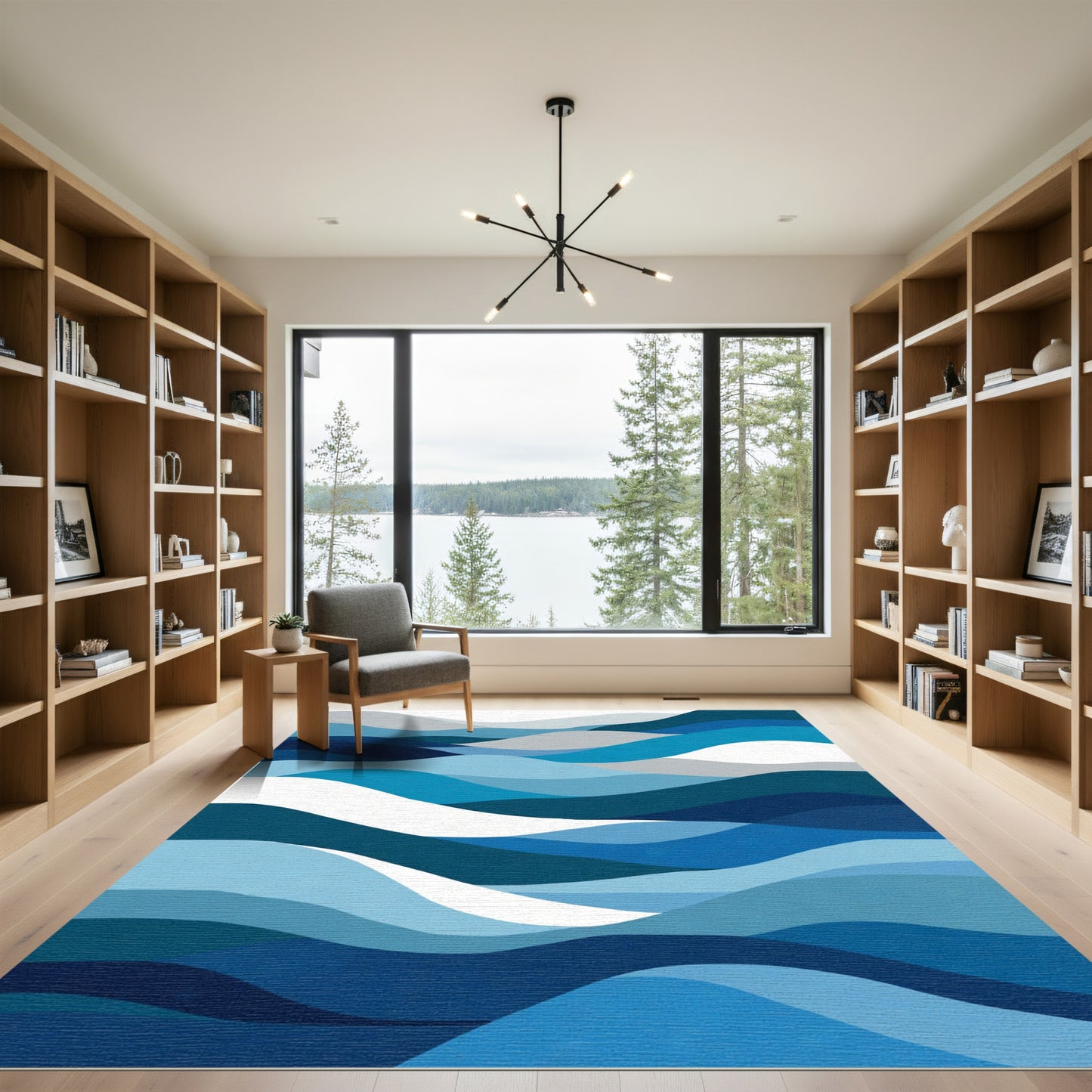 Oceanic Abstract Wave Layers Rug