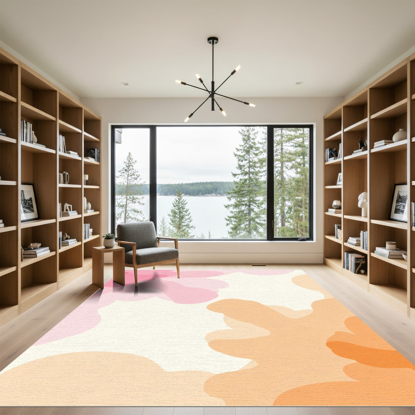 Soft Peach Pink Cloudscape Abstract Rug
